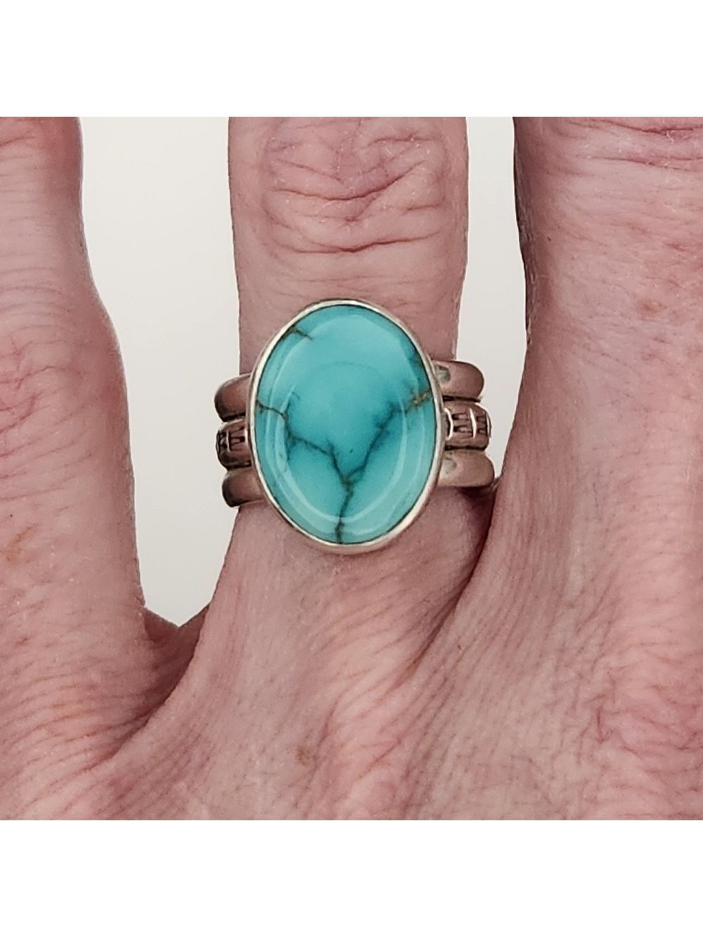 Lone Mountain Turquoise and Sterling Silver Women's Triple Band